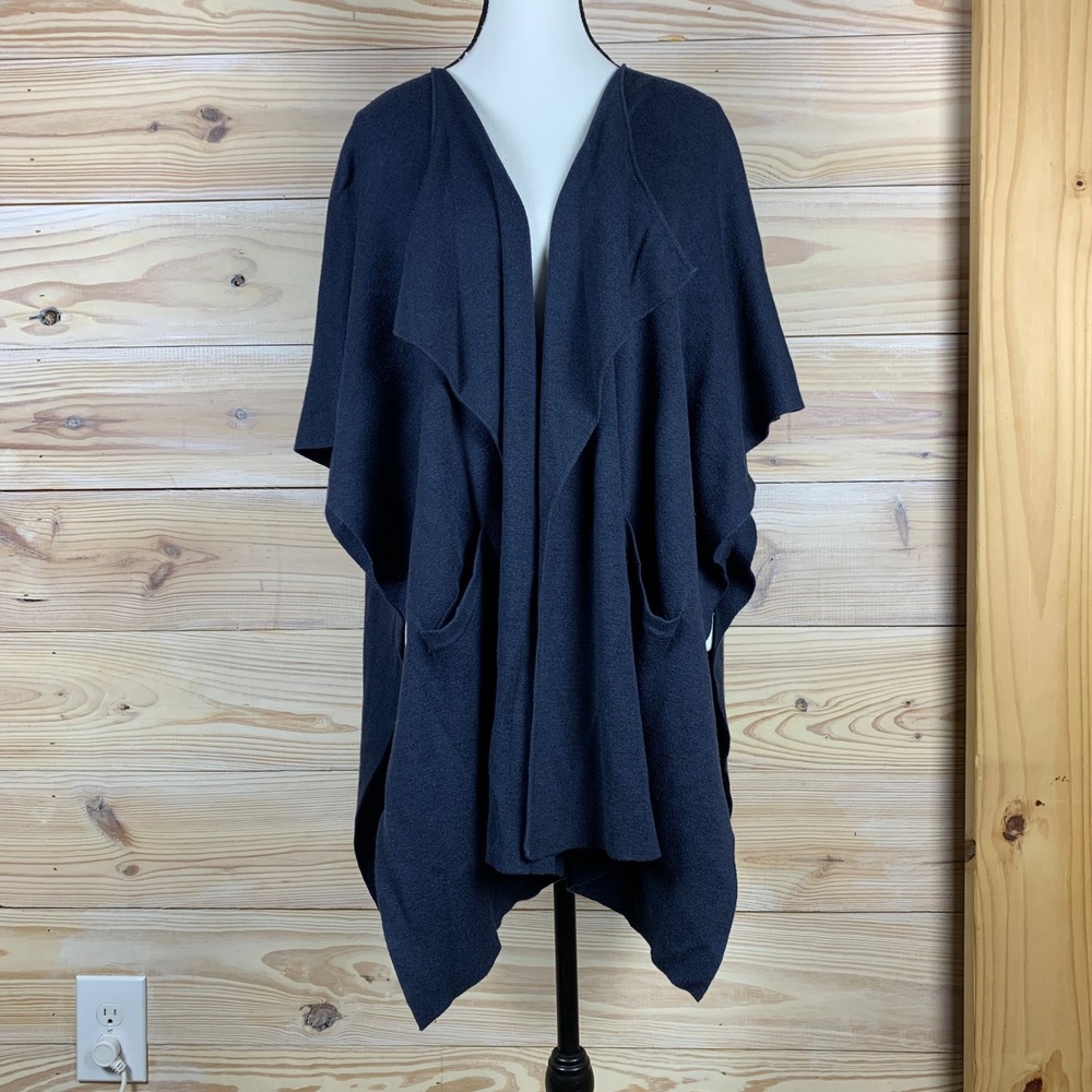 Lululemon Savasana Wrap Womens OS Navy Blue Cashmere Blend Open Front Cardigan